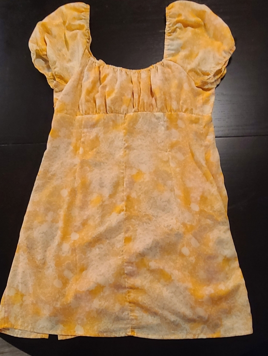 BP Yellow Floral Puff-Sleeve Women’s Top - Jrs Large, Fits Wom Med - Picture 5 of 8